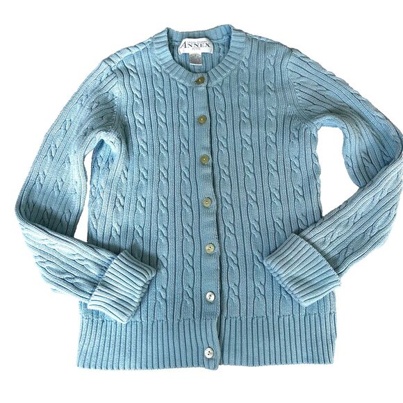 Vintage Casual Corner Petite Blue Cardigan Small Button Front Long Sleeve - Picture 2 of 7